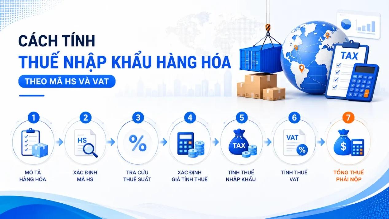 Quy trình cách tính thuế nhập khẩu hàng hóa theo mã HS và VAT